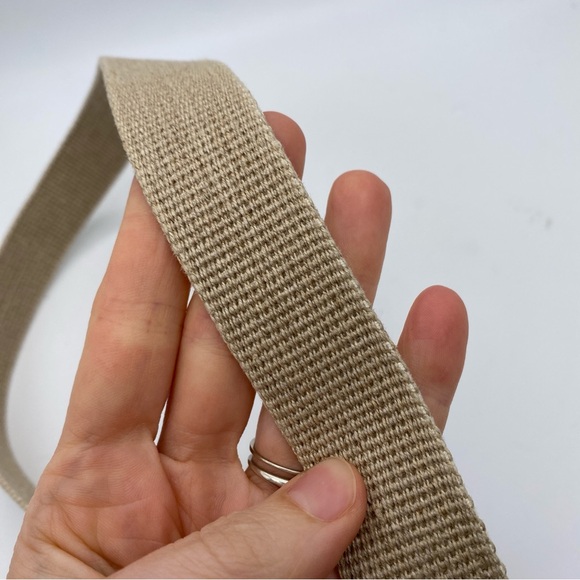 Coach Natural Tan Linen & Leather Belt 30" 3810 Brass Buckle Women Waist Luxury - Picture 5 of 5